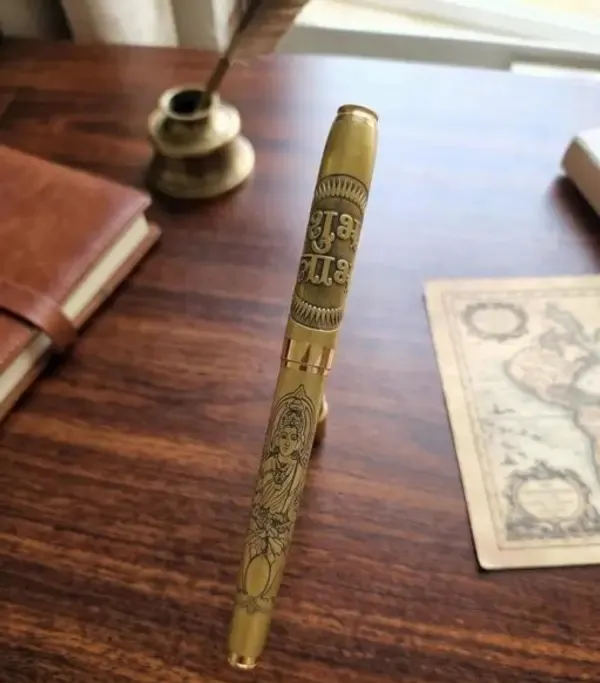 Montblank_Lakshmi_Ji_Shubh_Labh_Antique_Gold_Brass_Ball_Pen