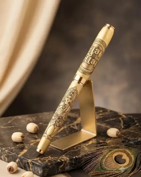 Montblank_Lakshmi_Ji_Shubh_Labh_Antique_Gold_Brass_Ball_Pen
