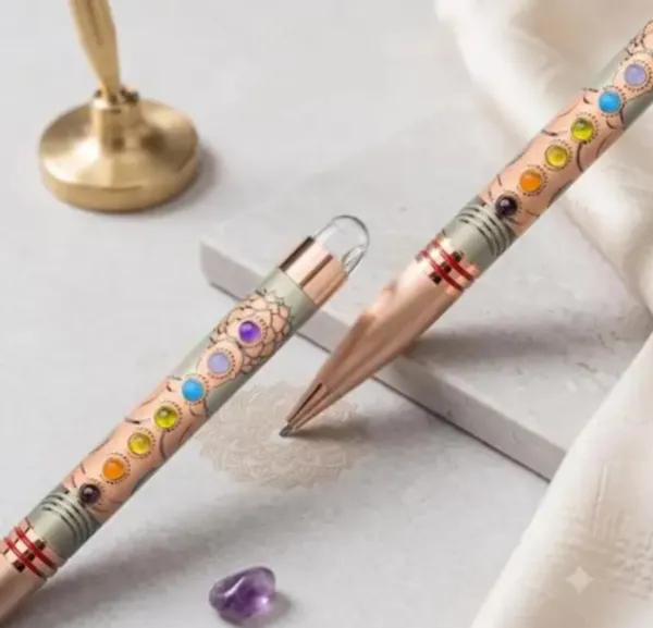 Montblank_7_Chakra_Stone_Embedded_Brass_Ball_Pen_Gold