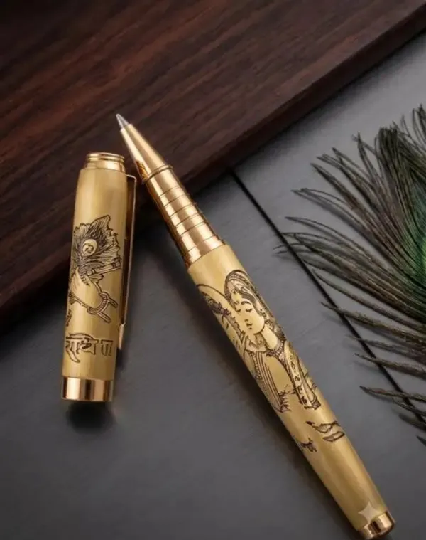 Montblank_Radhe_Krishna_Motif_Brass_Roller_Pen_Gold