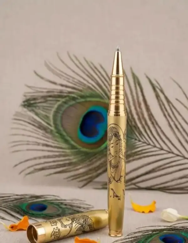 Montblank_Radhe_Krishna_Motif_Brass_Roller_Pen_Gold