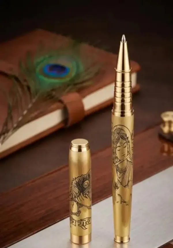 Montblank_Radhe_Krishna_Motif_Brass_Roller_Pen_Gold