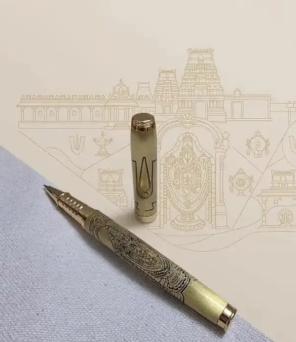 Montblank_Tirupati_Balaji_Namam_Engraved_Brass_Pen_Gold