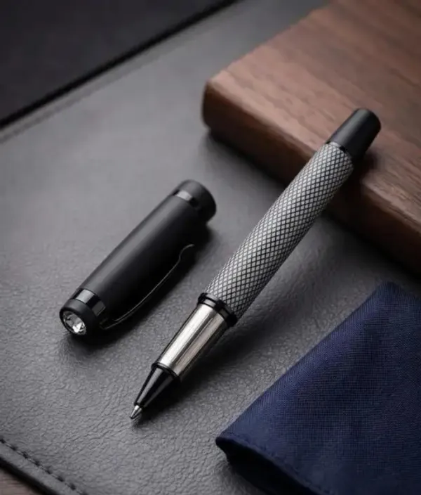 Montblank_Ruby_Checks_Diamond_Top_Brass_Rollerball_Pen_Black