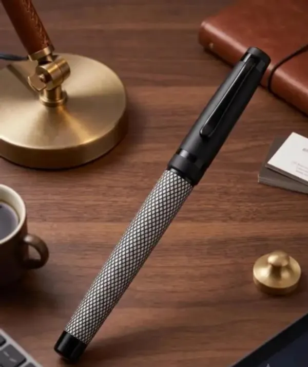 Montblank_Ruby_Checks_Diamond_Top_Brass_Rollerball_Pen_Black