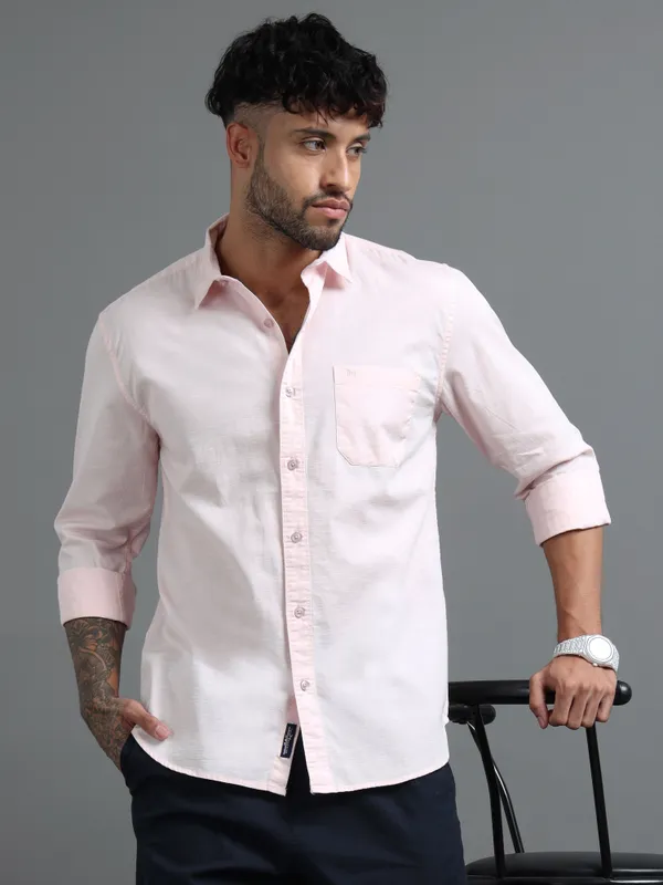 Tom_Mackler_Men_Solid_Casual_Pink_Shirt