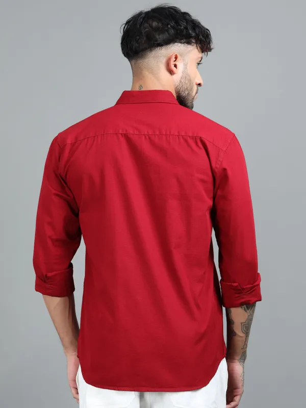 Tom_Mackler_Men_Solid_Casual_Red_Shirt