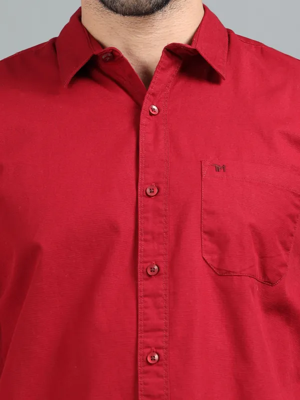 Tom_Mackler_Men_Solid_Casual_Red_Shirt