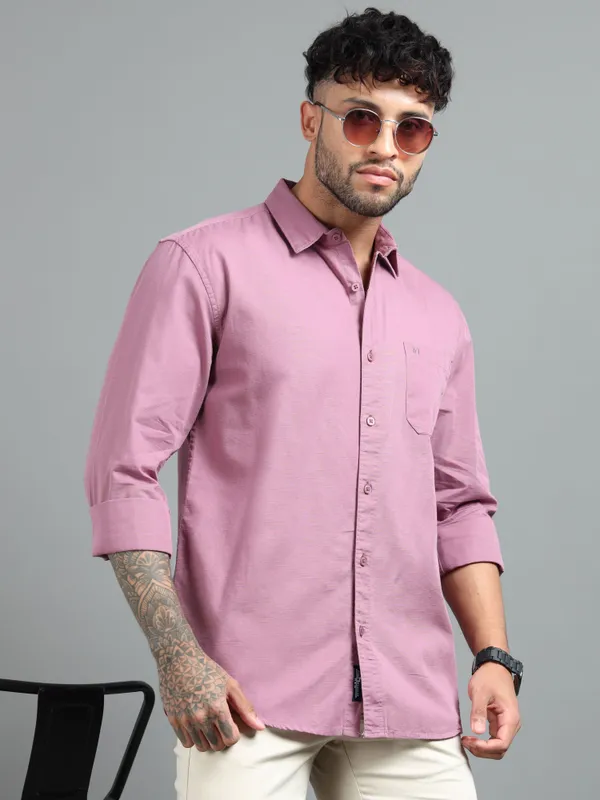 Tom_Mackler_Men_Solid_Casual_Purple_Shirt