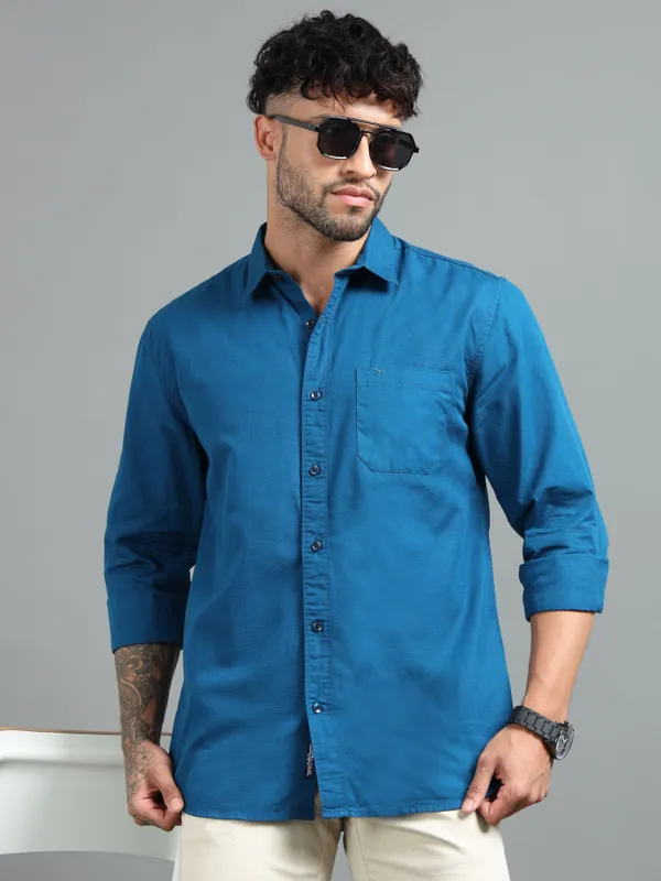 Tom_Mackler_Men_Solid_Casual_Dark_Blue_Shirt