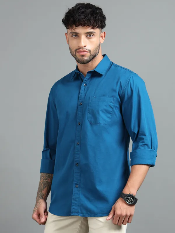 Tom_Mackler_Men_Solid_Casual_Dark_Blue_Shirt