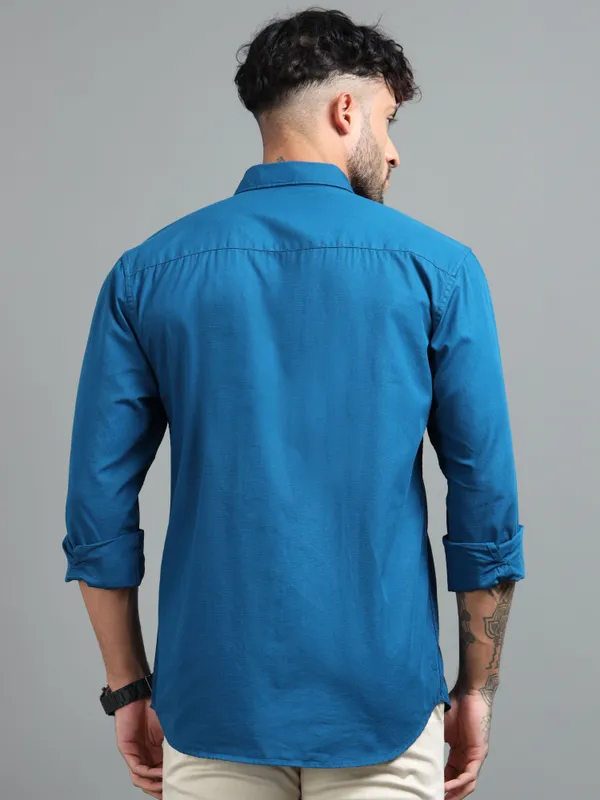 Tom_Mackler_Men_Solid_Casual_Dark_Blue_Shirt