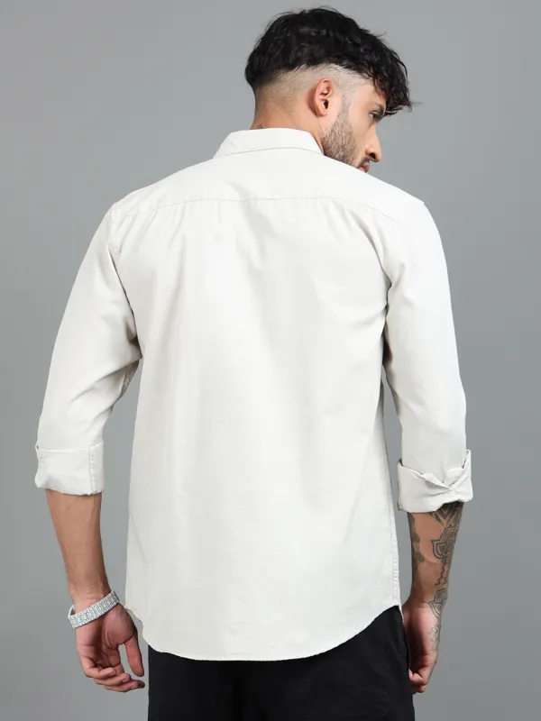 Tom_Mackler_Men_Solid_Casual_Cream_Shirt