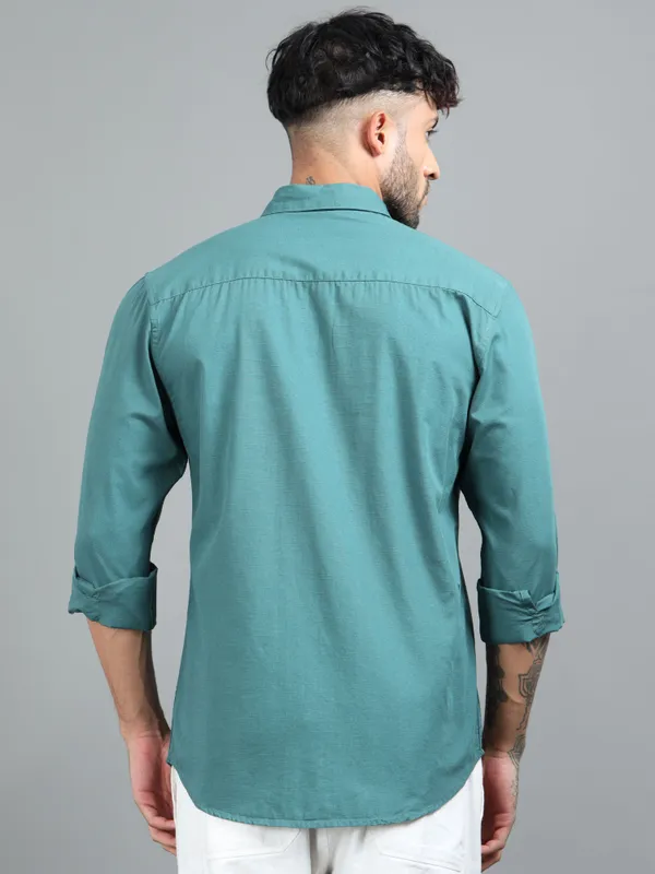 Tom_Mackler_Men_Solid_Casual_Blue_Shirt