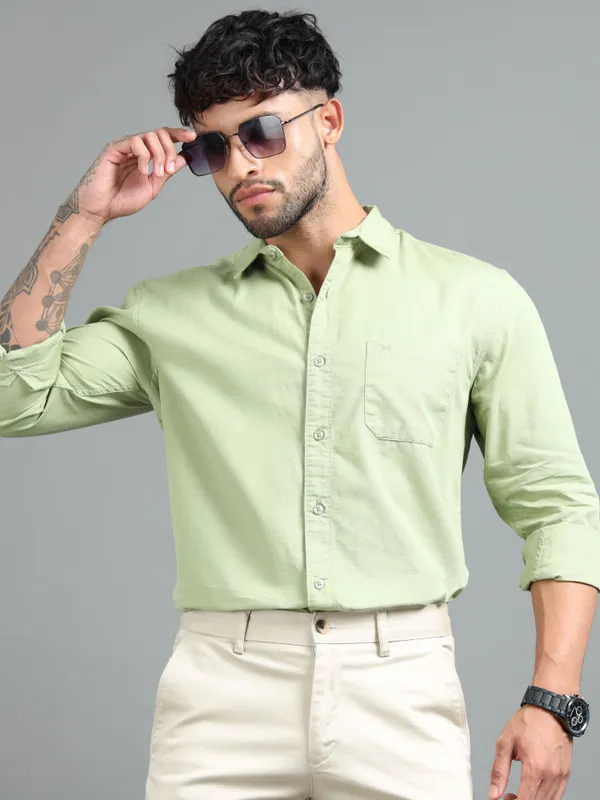 Tom_Mackler_Men_Solid_Casual_Green_Shirt