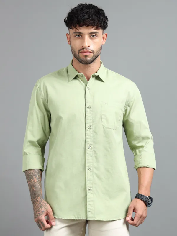 Tom_Mackler_Men_Solid_Casual_Green_Shirt