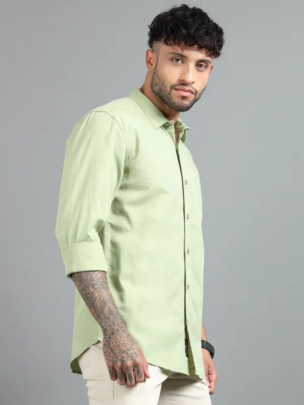 Tom_Mackler_Men_Solid_Casual_Green_Shirt