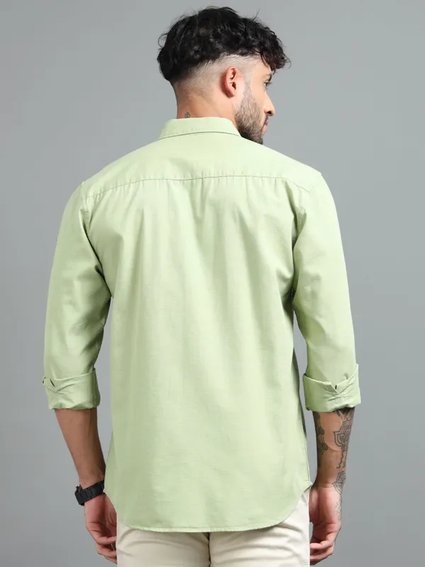 Tom_Mackler_Men_Solid_Casual_Green_Shirt