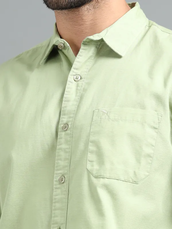 Tom_Mackler_Men_Solid_Casual_Green_Shirt