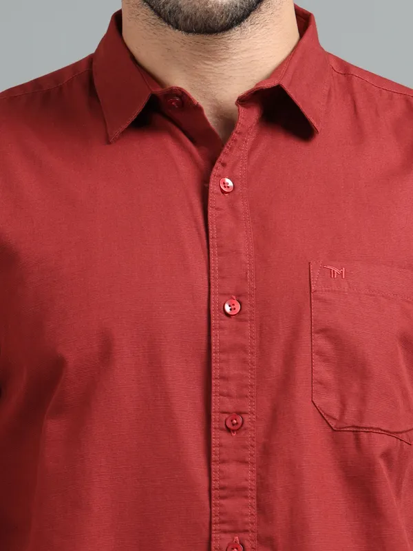 Tom_Mackler_Men_Solid_Casual_Maroon,_Red_Shirt