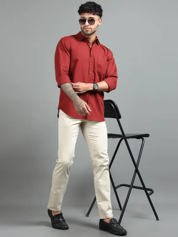 Tom_Mackler_Men_Solid_Casual_Maroon,_Red_Shirt