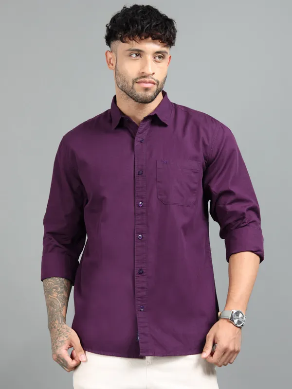 Tom_Mackler_Men_Solid_Casual_Purple_Shirt