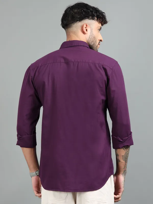 Tom_Mackler_Men_Solid_Casual_Purple_Shirt