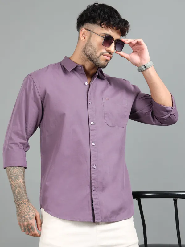 Tom_Mackler_Men_Solid_Casual_Purple_Shirt