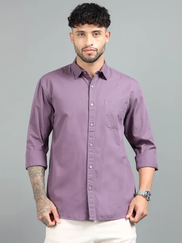 Tom_Mackler_Men_Solid_Casual_Purple_Shirt