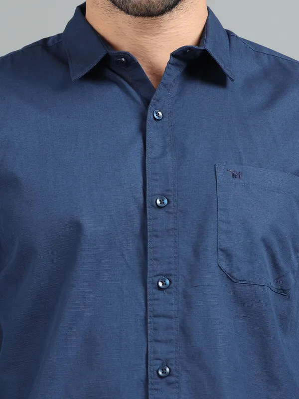 Tom_Mackler_Men_Solid_Casual_Dark_Blue_Shirt