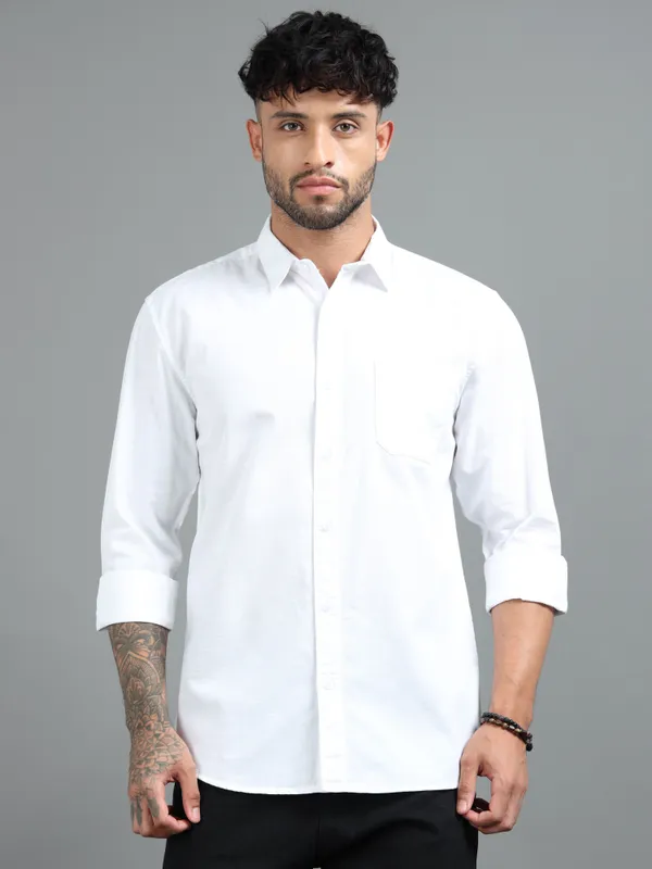 Tom_Mackler_Men_Solid_Casual_White_Shirt