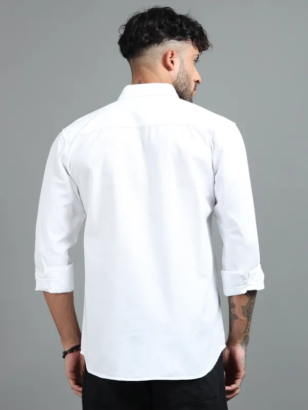 Tom_Mackler_Men_Solid_Casual_White_Shirt
