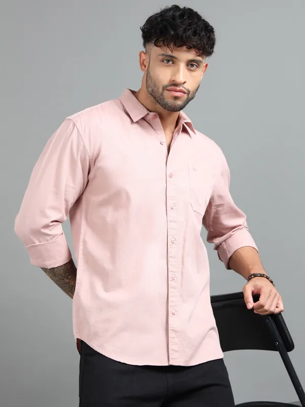 Tom_Mackler_Men_Solid_Casual_Cream_Shirt