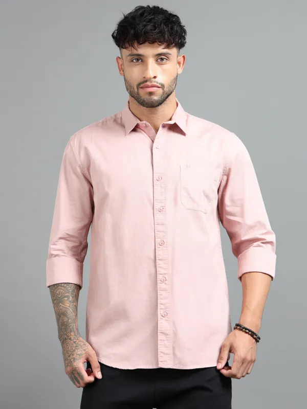 Tom_Mackler_Men_Solid_Casual_Cream_Shirt