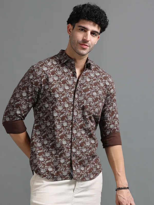 Tom_Mackler_Men_Printed_Casual_Maroon_Shirt