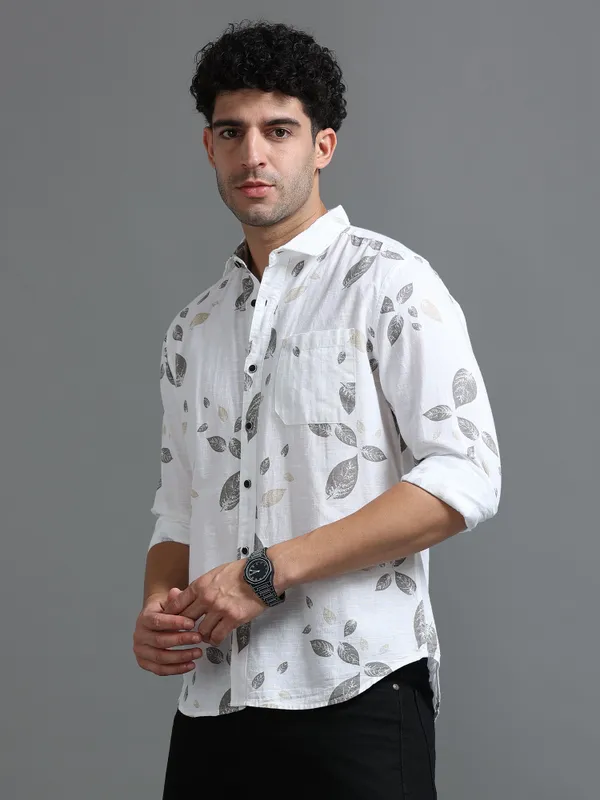 Tom_Mackler_Men_Printed_Casual_White,_Grey_Shirt