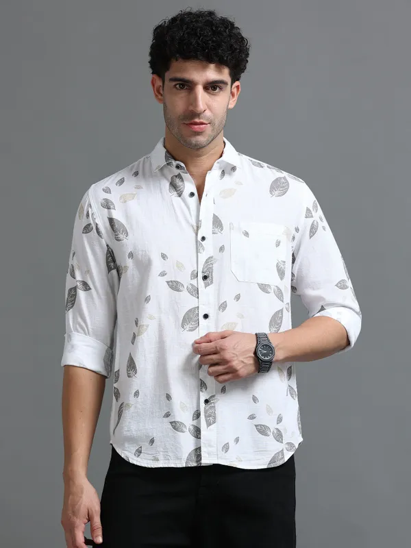 Tom_Mackler_Men_Printed_Casual_White,_Grey_Shirt