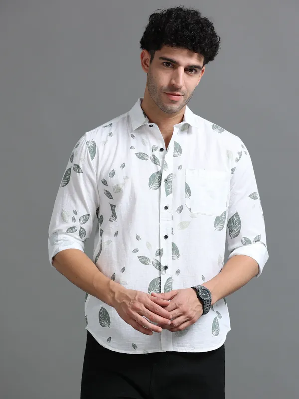 Tom_Mackler_Men_Printed_Casual_White,_Light_Green_Shirt