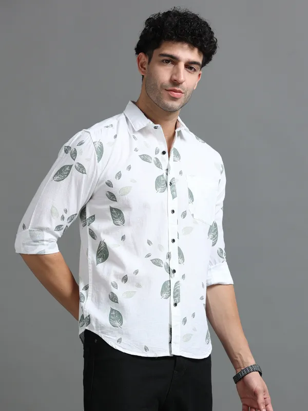 Tom_Mackler_Men_Printed_Casual_White,_Light_Green_Shirt