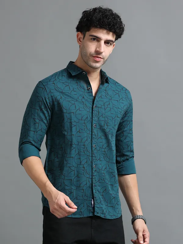 Tom_Mackler_Men_Printed_Casual_Blue_Shirt