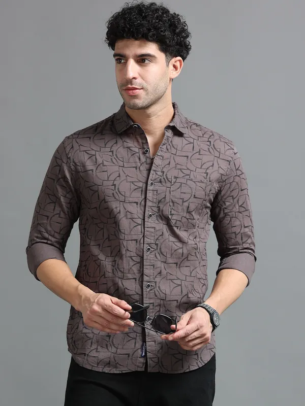 Tom_Mackler_Men_Printed_Casual_Brown_Shirt