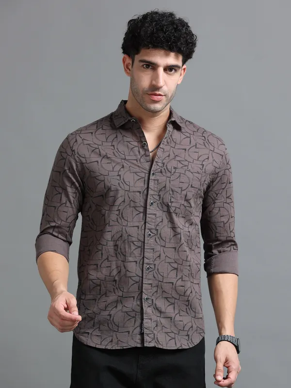 Tom_Mackler_Men_Printed_Casual_Brown_Shirt