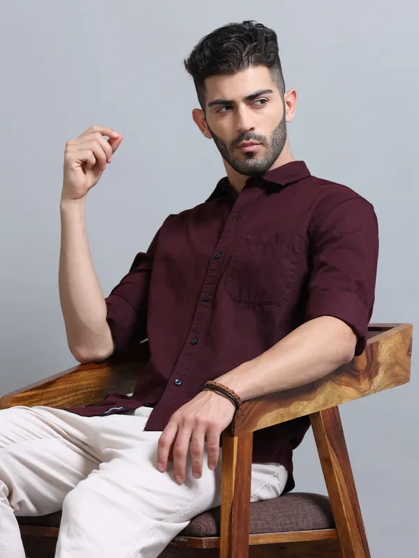 Tom_Mackler_Men_Solid_Casual_Brown_Shirt