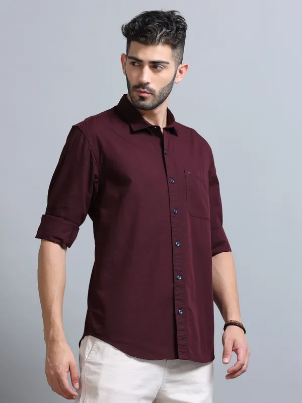 Tom_Mackler_Men_Solid_Casual_Brown_Shirt