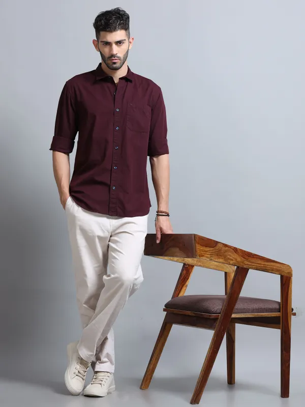 Tom_Mackler_Men_Solid_Casual_Brown_Shirt