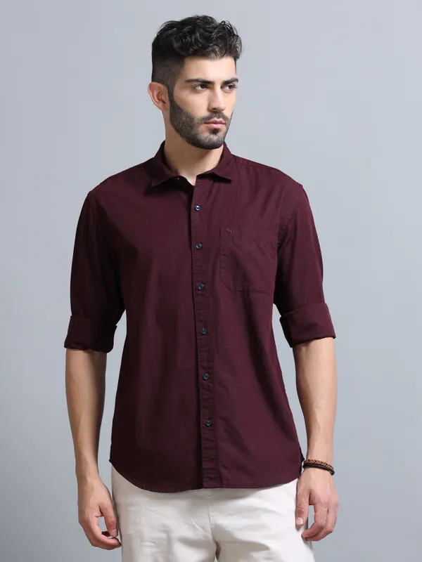 Tom_Mackler_Men_Solid_Casual_Brown_Shirt