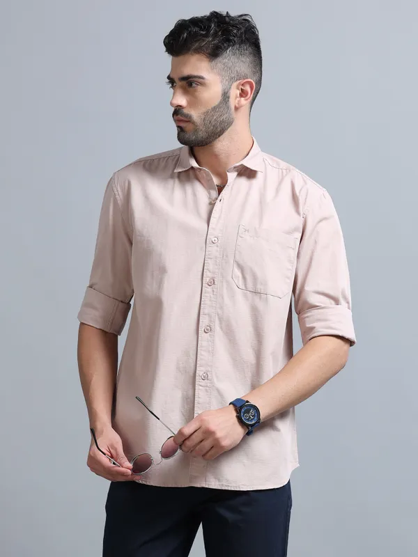 Tom_Mackler_Men_Solid_Casual_Beige_Shirt