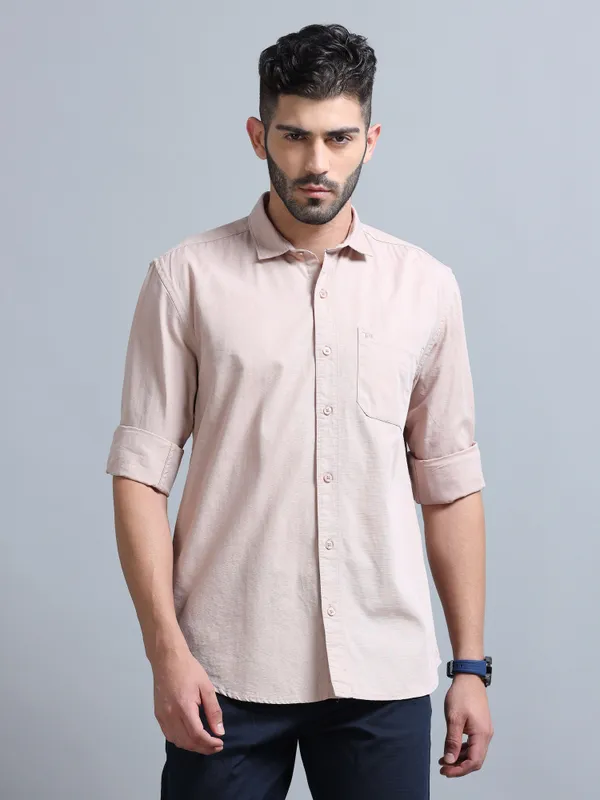 Tom_Mackler_Men_Solid_Casual_Beige_Shirt