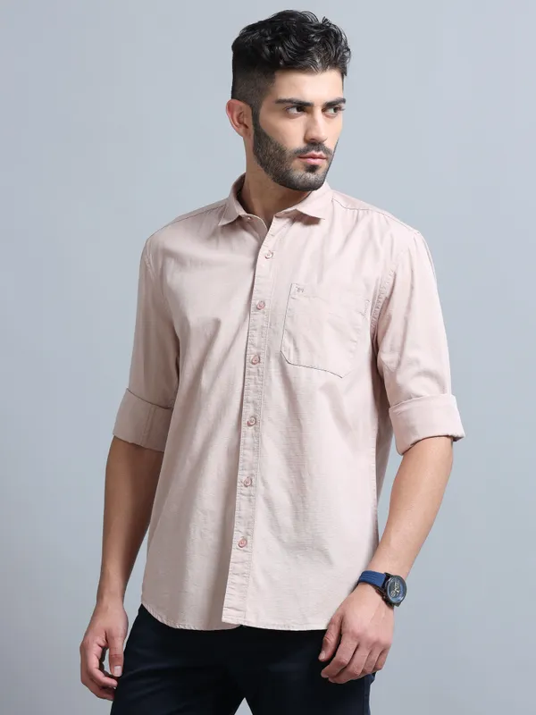 Tom_Mackler_Men_Solid_Casual_Beige_Shirt