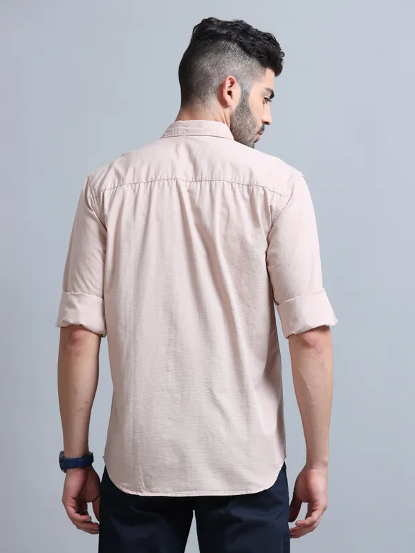 Tom_Mackler_Men_Solid_Casual_Beige_Shirt